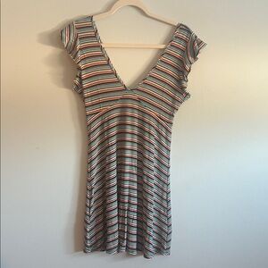 Wild Fable Multicolor Striped V-Neck Dress
